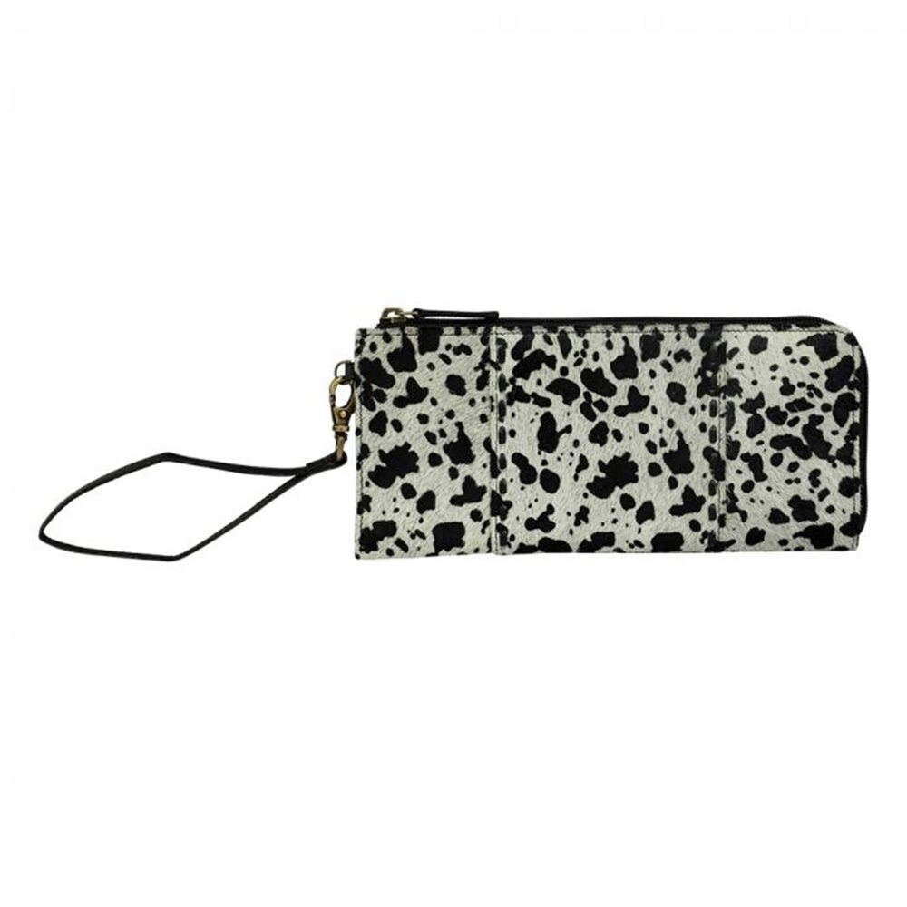 4052 Black Zippered Western Wallet Wristlet - Hair On Leather Wallet